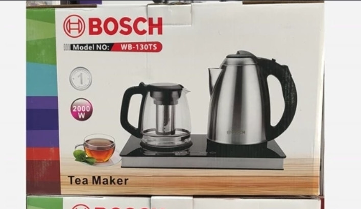 چای ساز بوش مدل WB-130TS ظرفیت ۲ لیتر با کتری استیل و گرمکن قوری