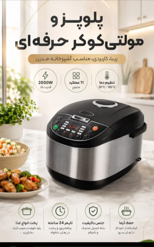 پلوپز فیلیپس مدل SH3314 ظرفیت ۸ لیتر با بدنه استیل